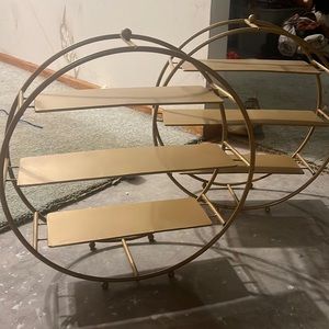 21" Matte Gold Metal 3-Tier Cupcake Stand, Round Dessert Holder, Set of 2